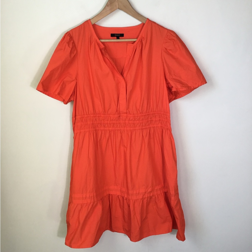 Quince Cotton Tiered Mini Dress Vermillion Red - Picture 3 of 9